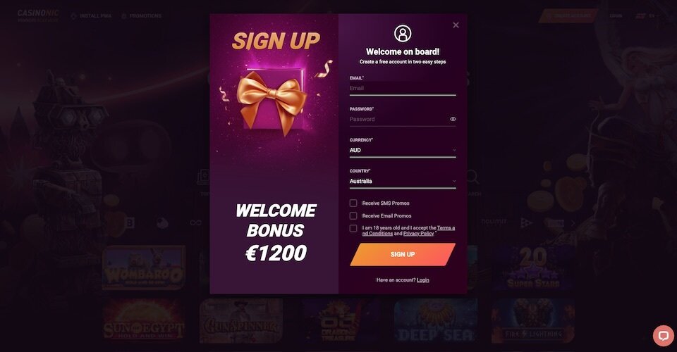 casinonic signup