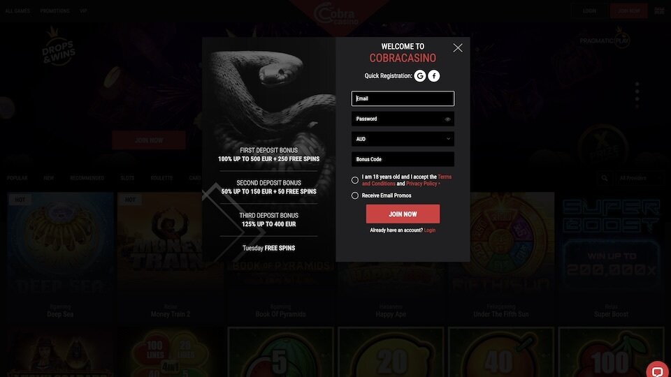 cobra casino signup