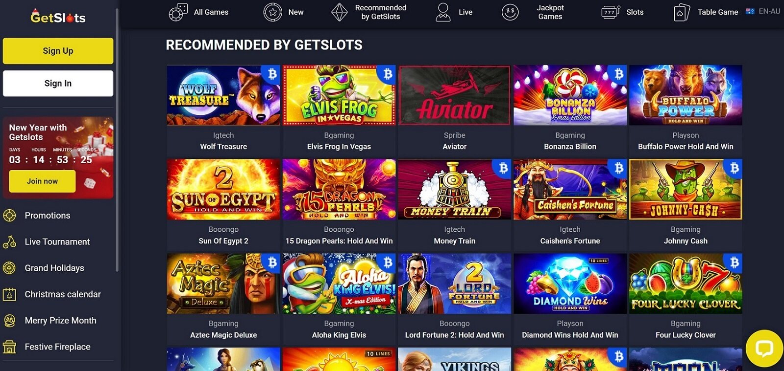 GetSlots casino Games Lobby