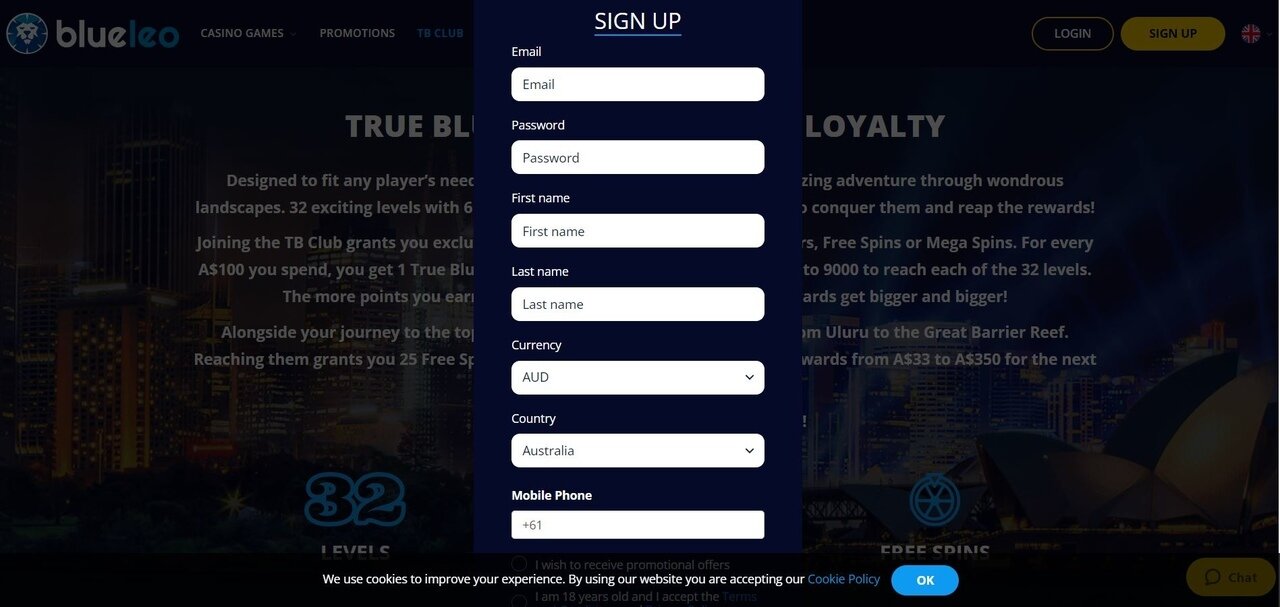 Blue Leo Sign Up