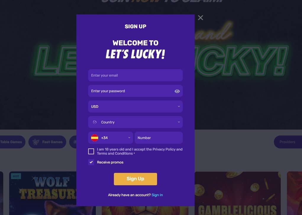 letslucky casino register