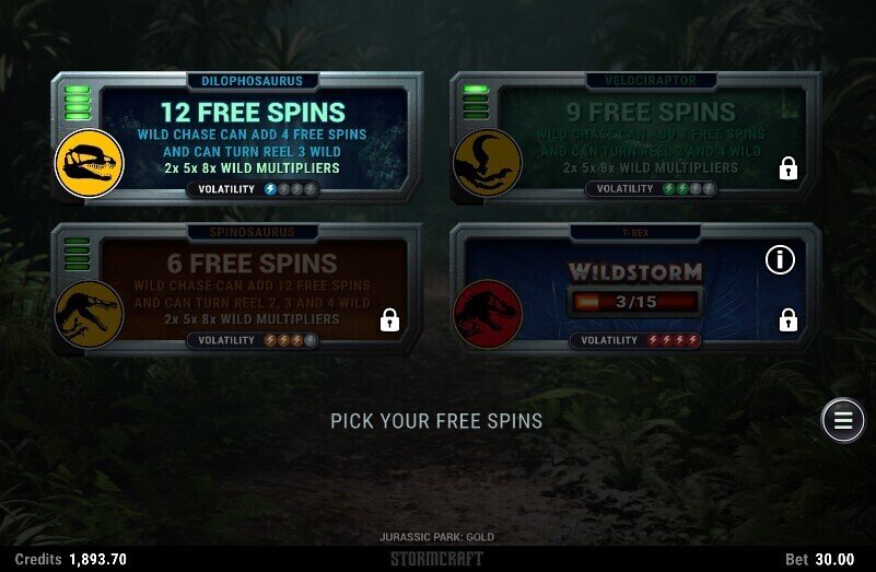 Jurassic Park Gold Free Spins Pick