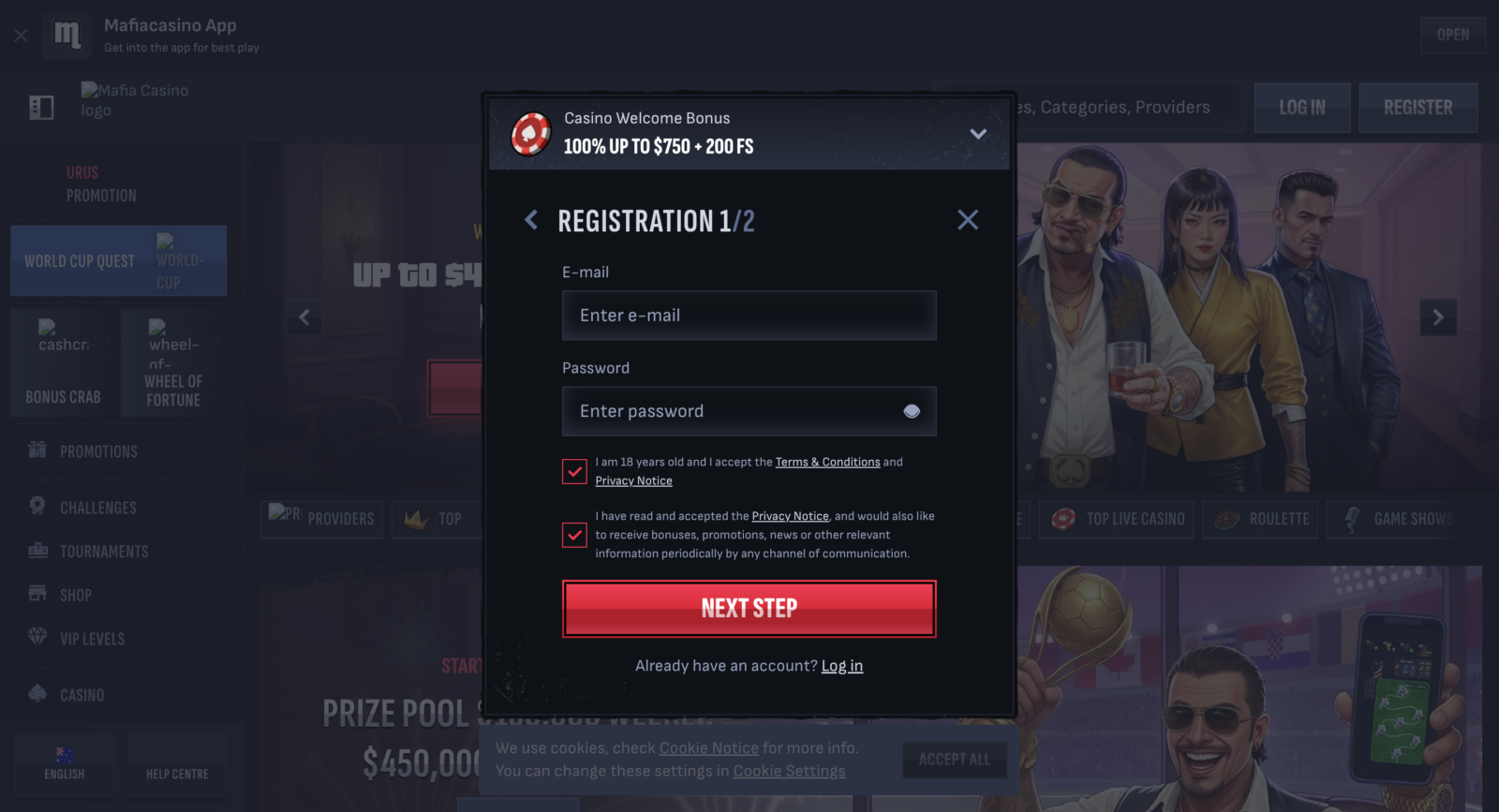 Mafia Casino Registration 1