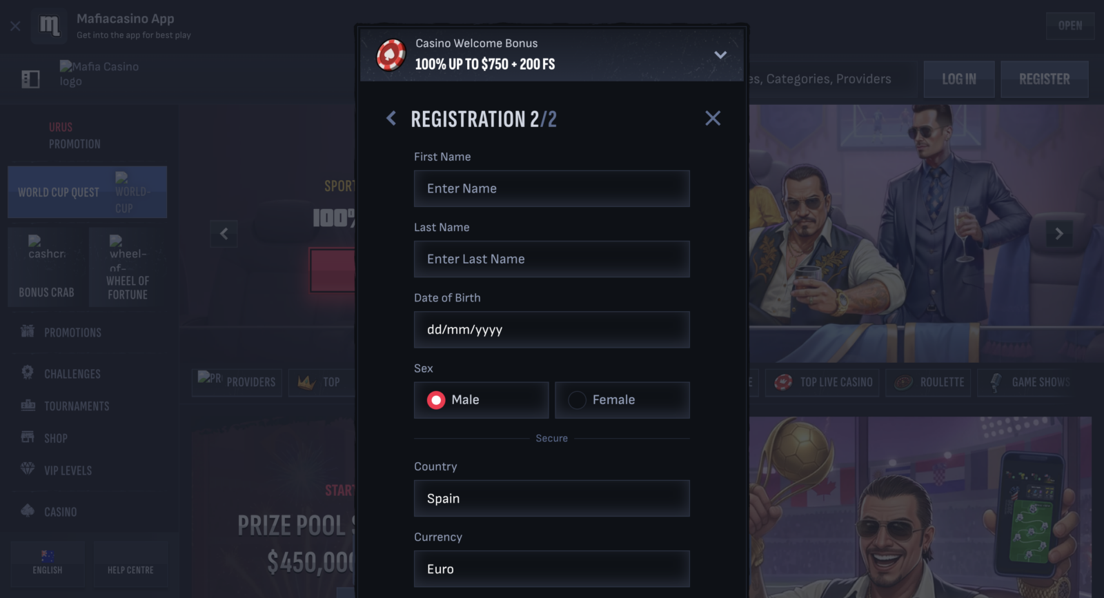 Mafia Casino Registration 2